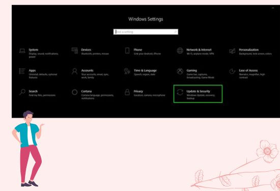 chọn mục Update Security chọn mục Update Security