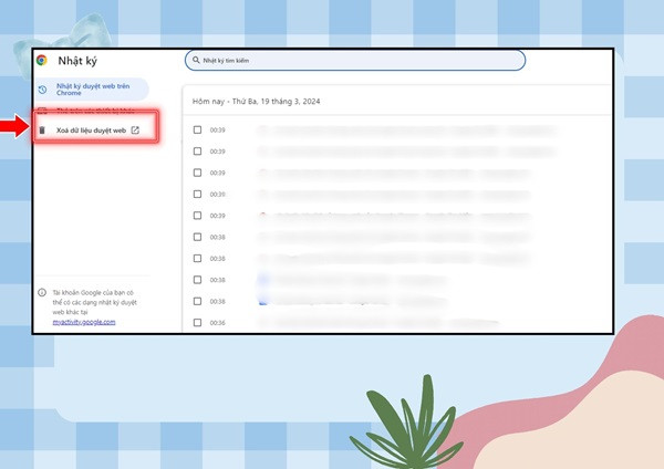 chọn xóa dữ liệu duyệt web 