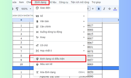 Định dạng ô theo điều kiện có sẵn bước 3 Định dạng ô theo điều kiện có sẵn bước 3