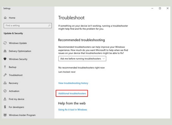 Khởi chạy BSoD Troubleshooter bước 1
