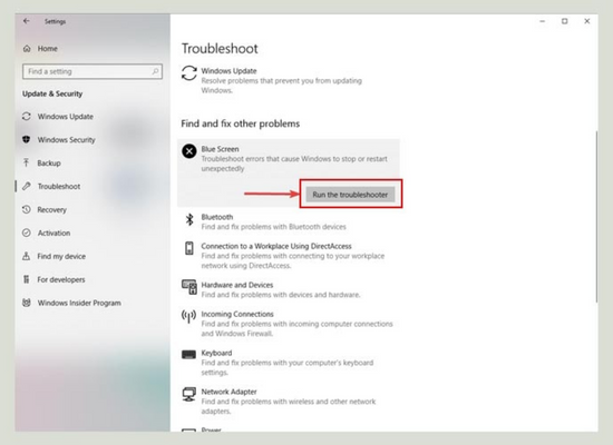 Khởi chạy BSoD Troubleshooter bước 2