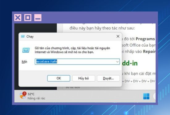mở Excel ở chế độ safe