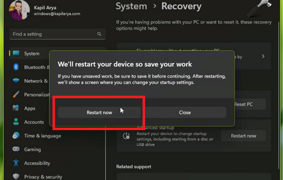 Sử dụng chức năng System Restore B2