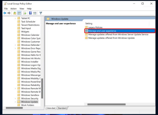Sử dụng Group Policy Editor để tắt update Win 11 vĩnh viễn bước 2