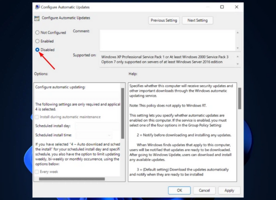 Sử dụng Group Policy Editor để tắt update Win 11 vĩnh viễn bước 3