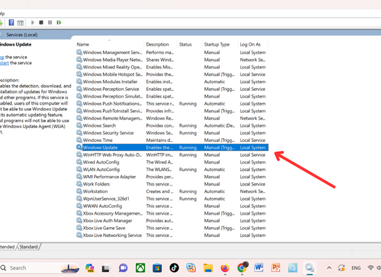 Tắt Window update 11 trong services.msc bước 2