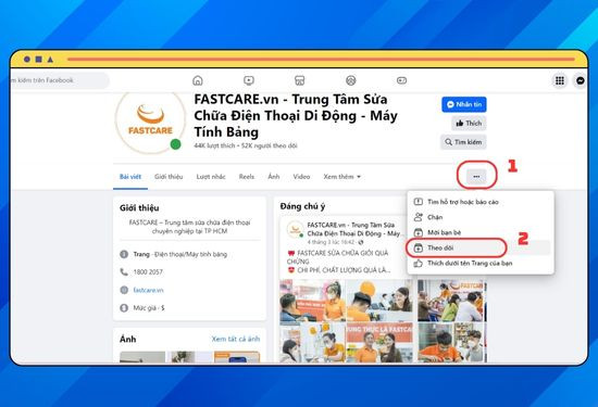 theo dõi trang mà bạn thích