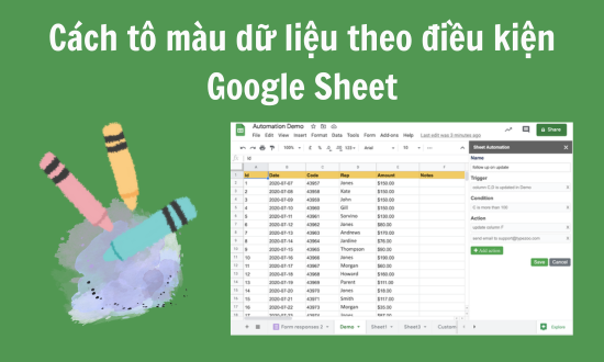 tô màu dữ liệu theo điều kiện Google Sheet tô màu dữ liệu theo điều kiện Google Sheet