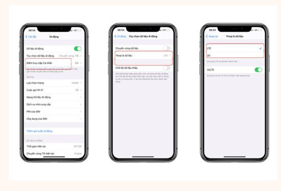 bật LTE trên iPhone
