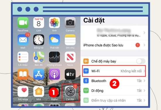 Bật tắt Wifi bước 1