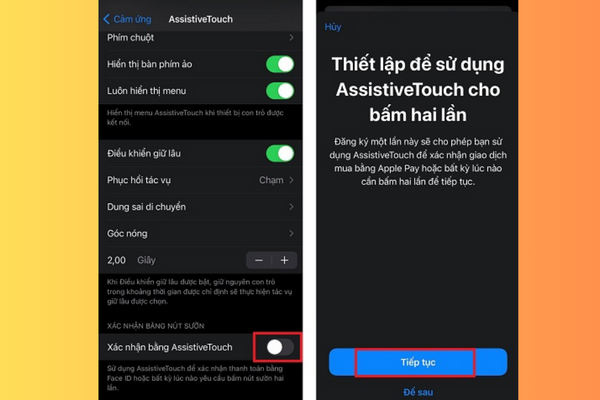 Bật tính năng xác nhận bằng Assistive Touch B3
