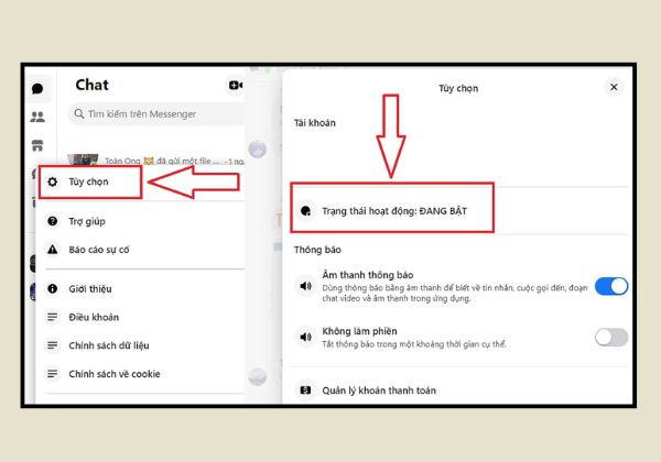 Cách tắt trạng thái online với 1 số người trên Messenger