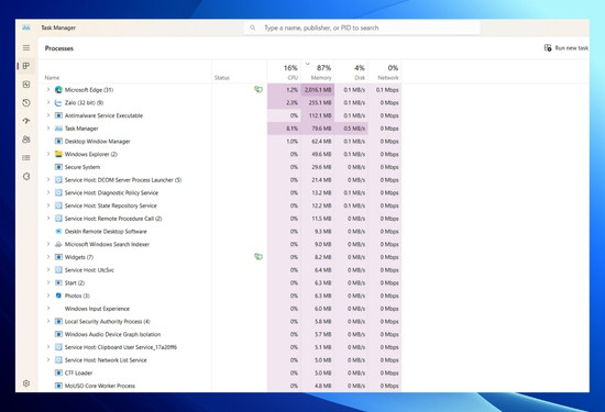 Bước 1 truy cập vào Task Manager