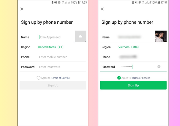 Bước 1 và bước 2 cách đăng ký wechat