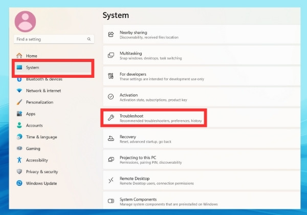 Bước 1 vào phần cài đặt và chọn System