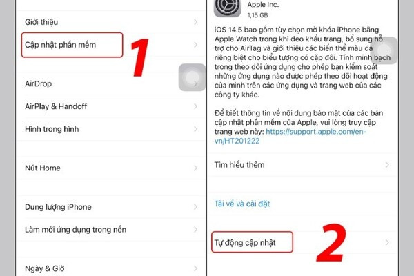 Cập nhật iOS B2