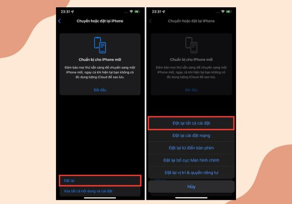 Đặt lại tất cả phần cài đặt của iPhone B2