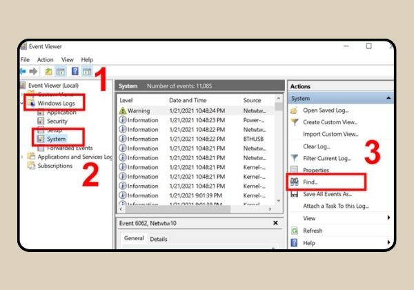 Cách mở Windows Logs B2