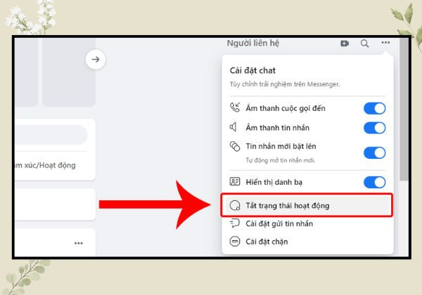 Tắt trạng thái online trên facebook trên máy tính B2