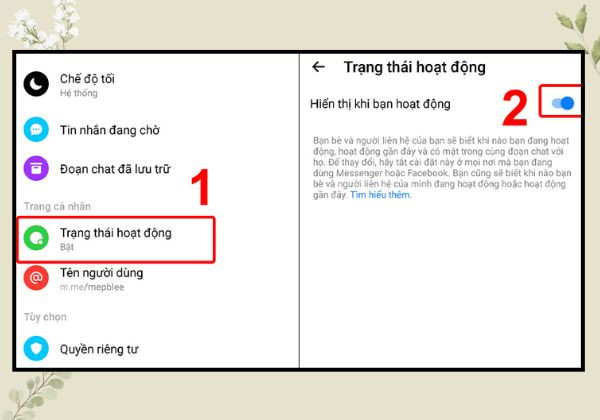 Tắt trạng thái hoạt động trên Messenger B2