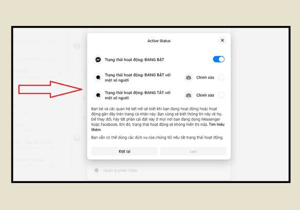 Cách tắt trạng thái online với 1 số người trên Messenger