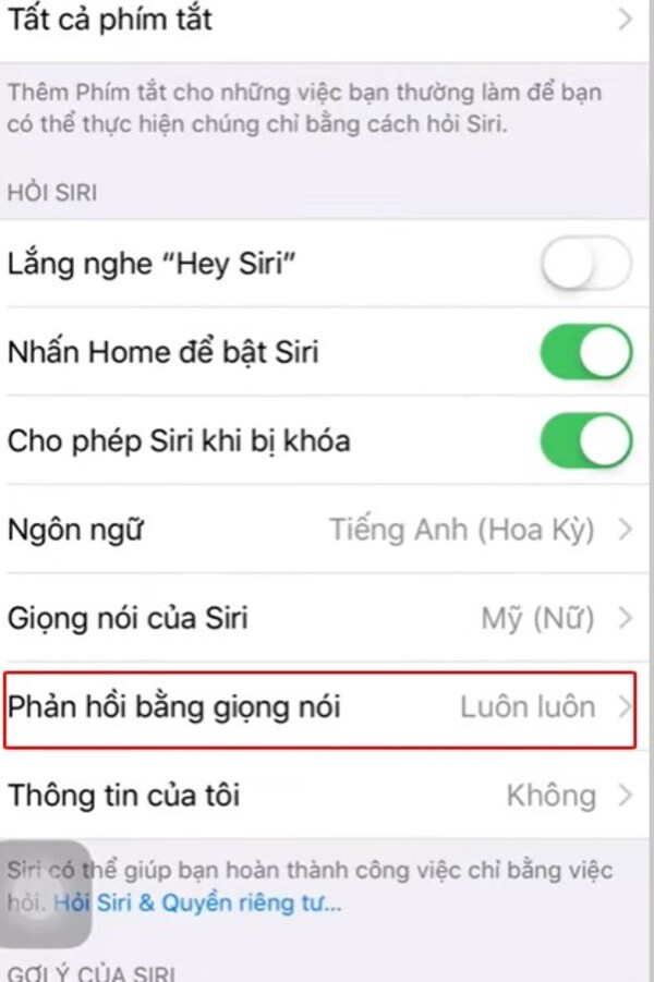 Siri không phản hồi khi được hỏi
