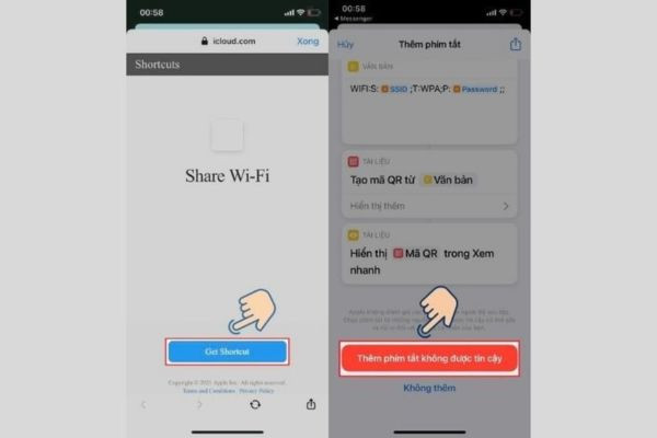 cách chia sẻ Wifi từ máy iPhone bằng mã QR bước 1,2 cách chia sẻ Wifi từ máy iPhone bằng mã QR bước 1,2