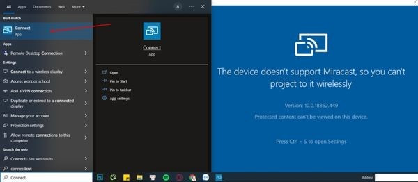 Cách chiếu màn hình điện thoại lên máy tính bằng Connect bước 2