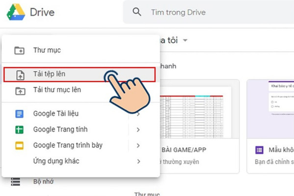 Cách chuyển video từ điện thoại sang máy tính bằng Google Drive bước 1