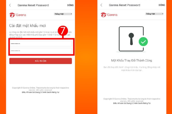 cách đổi mật khẩu Garena trên điện thoại bước 5