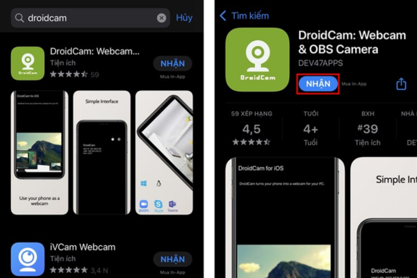Cách kết nối camera điện thoại với máy tính bằng Droidcam bước 1