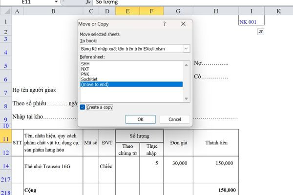 Cách sao chép sheet trong Excel bằng Thanh công cụ (Ribbon) bước 2