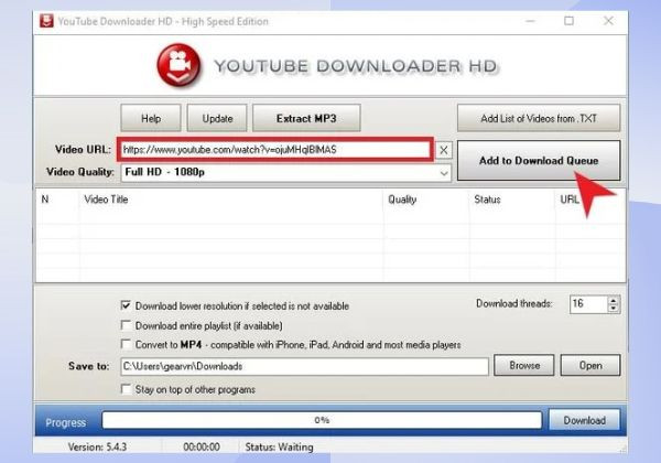 Cách tải video từ Youtube Downloader HD bước 1