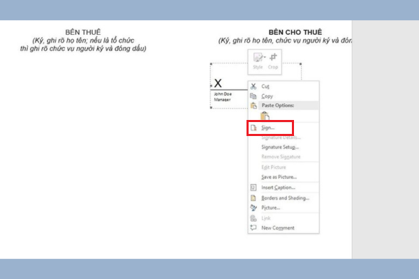 Cách tạo chữ ký điện tử trên file Word bước 4