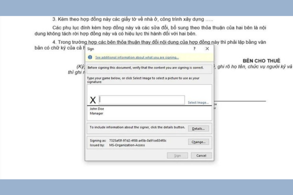 Cách tạo chữ ký điện tử trên file Word bước 5