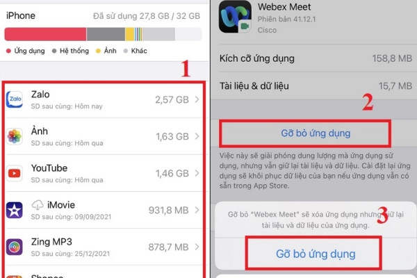cách tối ưu hóa dung lượng iPhone xóa ứng dụng