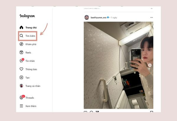 Cách xóa gợi ý tìm kiếm trên Instagram bằng máy tính&nbsp;bước 1