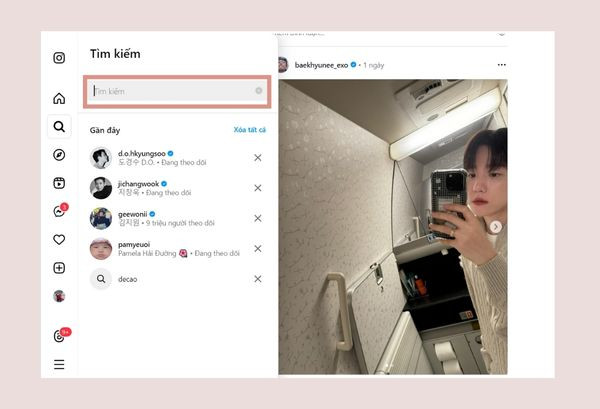 Cách xóa gợi ý tìm kiếm trên Instagram bằng máy tính&nbsp;bước 2