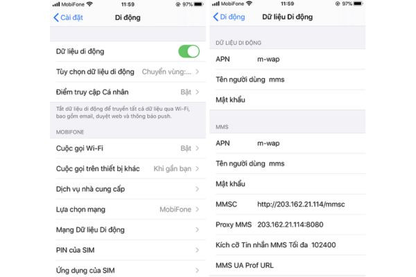 thay đổi cài đặt APN trên iPhone