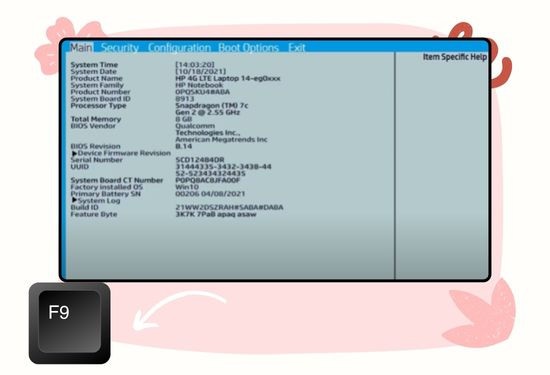 Cài đặt lại phần mặc định của BIOS B1