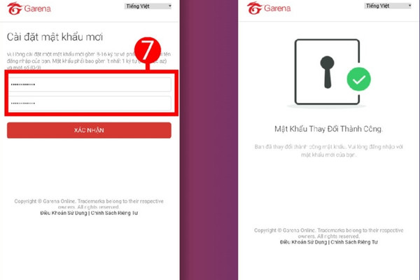 Chia sẻ cách đổi mật khẩu Garena Liên Quân không cần số điện thoại bước 5