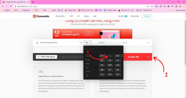 Chuyển đổi bằng ứng dụng Convertio bước 2