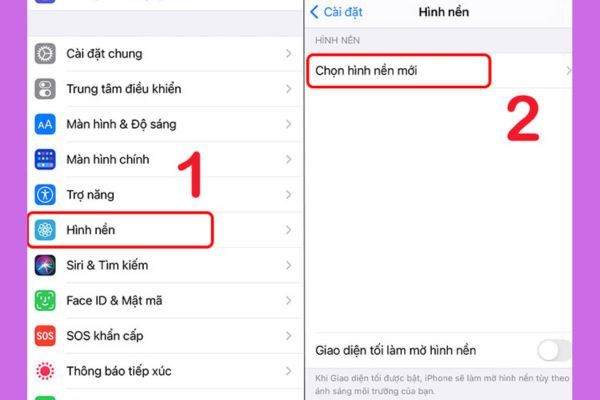 Đặt hình nền iPhone trong Cài đặt bước 1