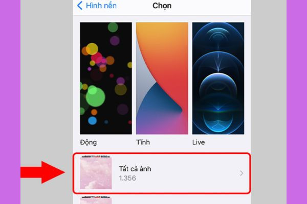 Đặt hình nền iPhone trong Cài đặt bước 2