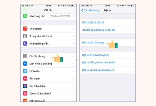 Đặt lại mạng trên iPhone