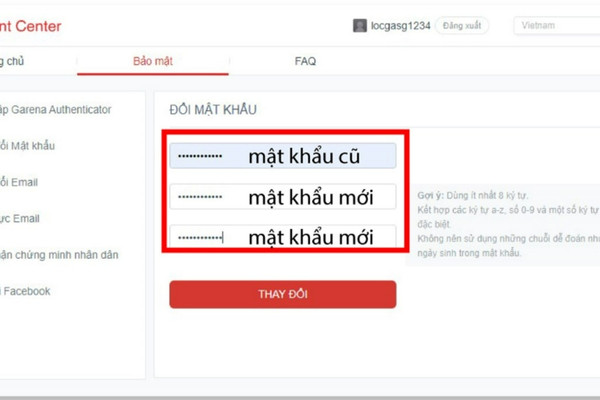 Đổi mật khẩu bằng CCCD bước 3