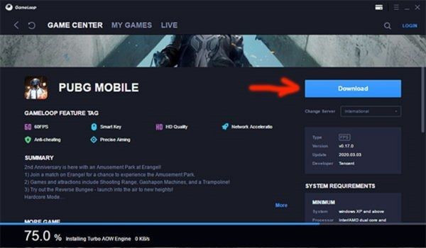 Download PUBG Mobile giả lập bằng GameLoop bước 2