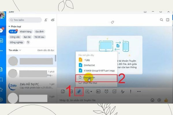 gửi hình ảnh HD qua Zalo máy tính bước 2