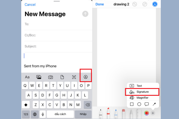 Hướng dẫn tạo chữ ký điện tử trên iPhone bước 2