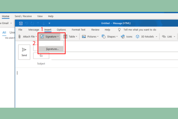 Hướng dẫn tạo chữ ký điện tử trên Outlook bước 2